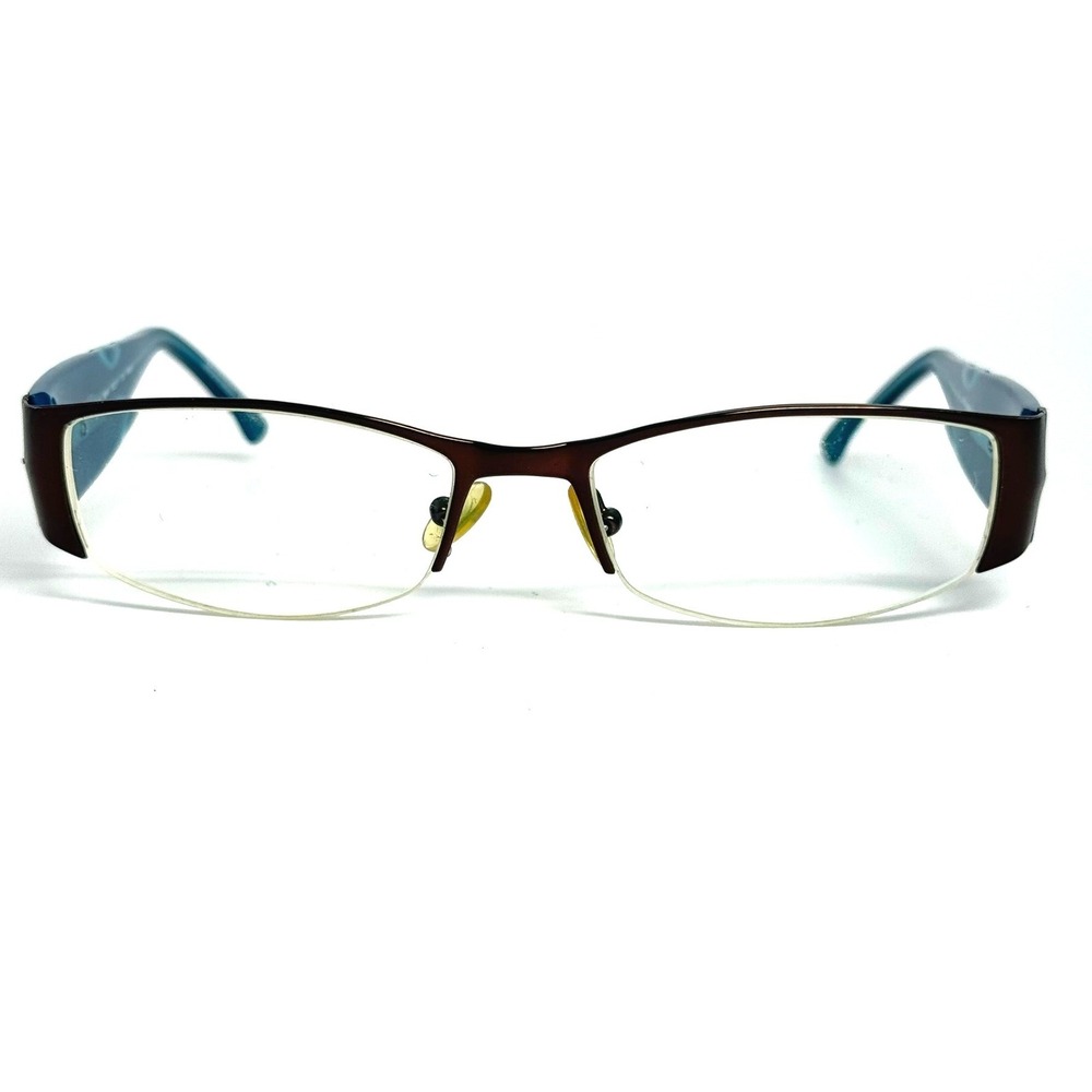 Koali Morel France 6566K Brown Teal Semi Rimless  Eyeglass Frames 52-17